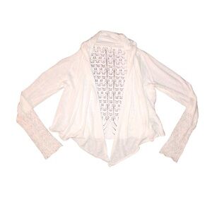 Moth linen blend “wear two ways” cream sweater from Anthropologie w/fabric snap